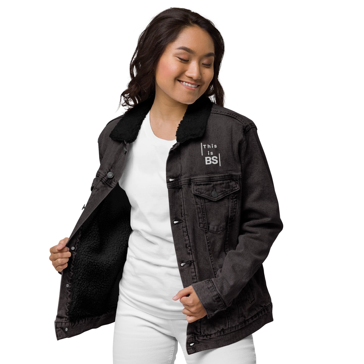 Women's dark denim sherpa jacket