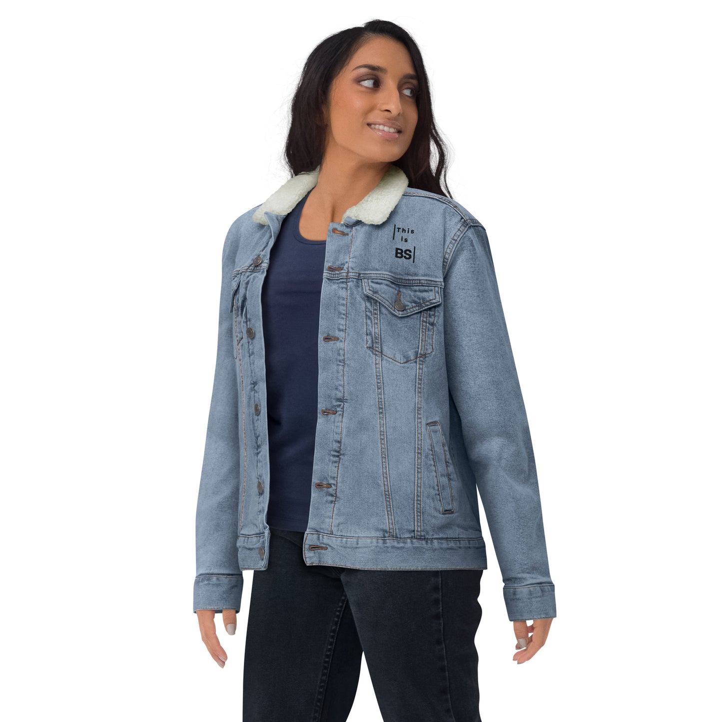 Women's light denim sherpa jacket